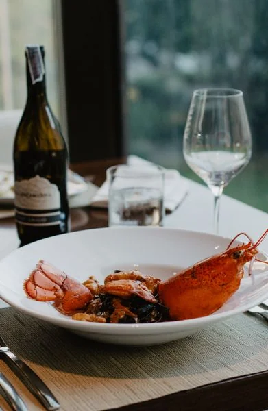 Freshly prepared shellfish dish presented on fine tableware